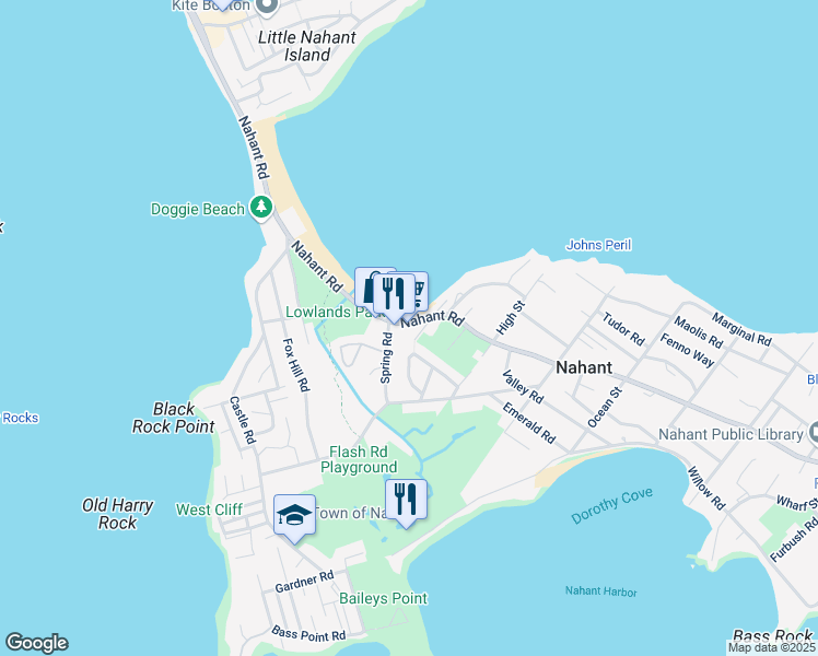 map of restaurants, bars, coffee shops, grocery stores, and more near 157 Nahant Road in Nahant
