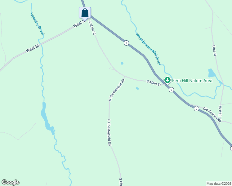 map of restaurants, bars, coffee shops, grocery stores, and more near 13 South Chesterfield Road in Goshen