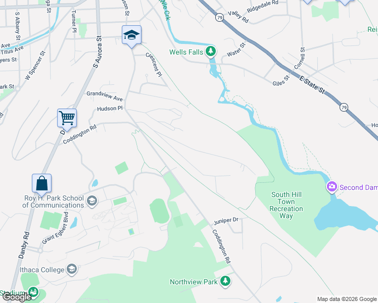 map of restaurants, bars, coffee shops, grocery stores, and more near 144 Kendall Avenue in Ithaca
