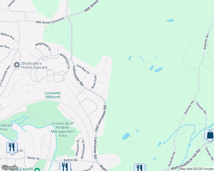 map of restaurants, bars, coffee shops, grocery stores, and more near 4 Pheasant Lane in Clinton