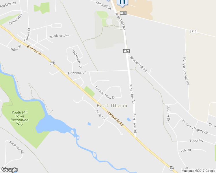 map of restaurants, bars, coffee shops, grocery stores, and more near 206 Westview Lane in Ithaca