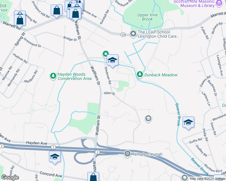 map of restaurants, bars, coffee shops, grocery stores, and more near 11 Allen Street in Lexington