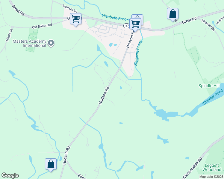 map of restaurants, bars, coffee shops, grocery stores, and more near 98 Hudson Road in Stow