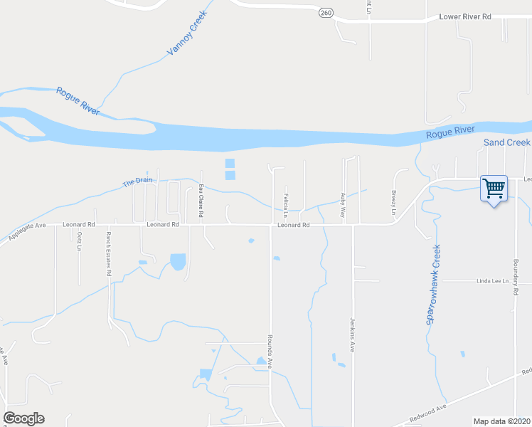 map of restaurants, bars, coffee shops, grocery stores, and more near 4776 Leonard Road in Grants Pass