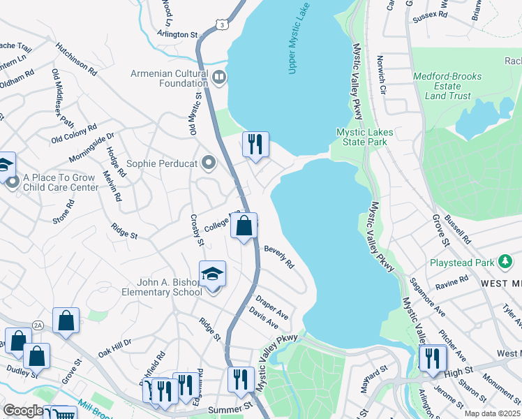 map of restaurants, bars, coffee shops, grocery stores, and more near in Arlington