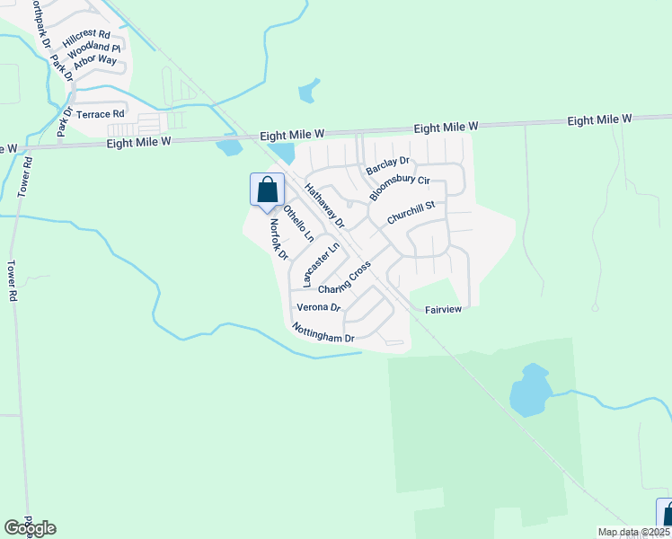 map of restaurants, bars, coffee shops, grocery stores, and more near 3280 Lancaster Lane in Northville