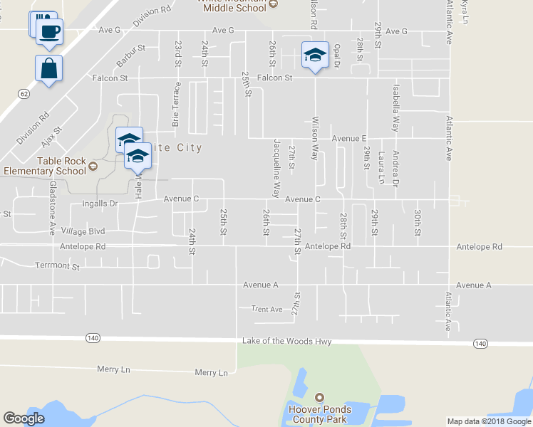 map of restaurants, bars, coffee shops, grocery stores, and more near 3401 Sharon Way in White City