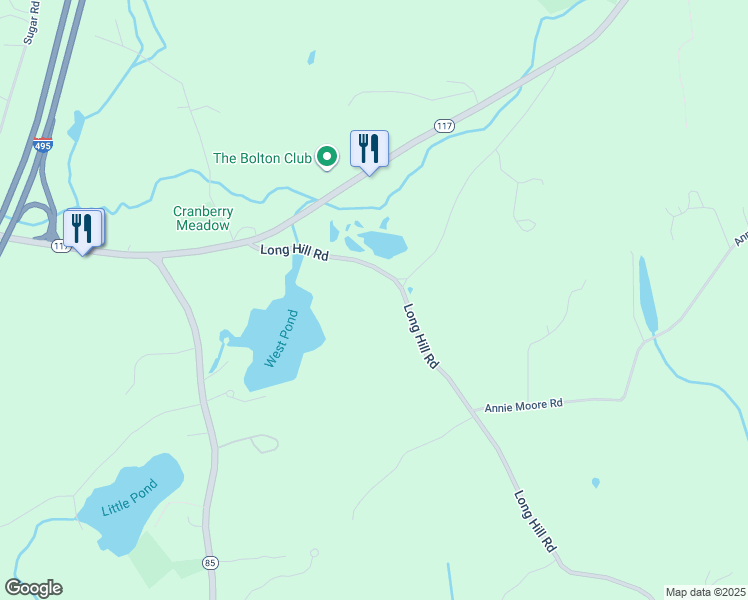 map of restaurants, bars, coffee shops, grocery stores, and more near 77 Long Hill Road in Bolton