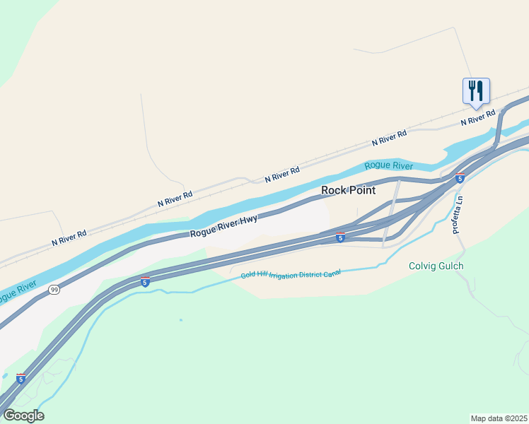 map of restaurants, bars, coffee shops, grocery stores, and more near 454 Rogue River Highway in Gold Hill