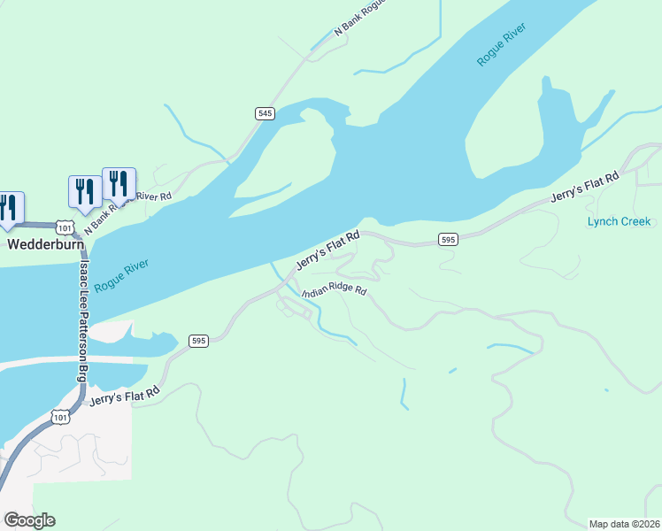 map of restaurants, bars, coffee shops, grocery stores, and more near 94751 Jerry's Flat Road in Gold Beach