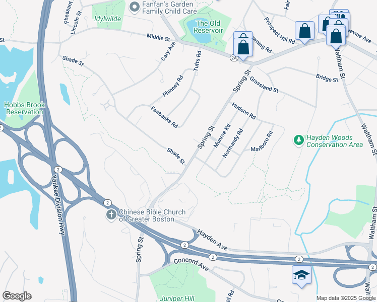map of restaurants, bars, coffee shops, grocery stores, and more near 95 Spring Street in Lexington