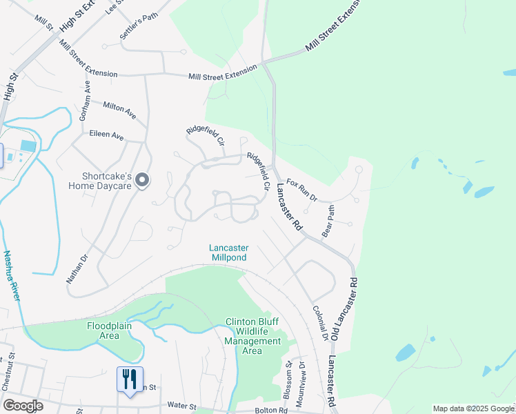 map of restaurants, bars, coffee shops, grocery stores, and more near 105 Ridgefield Circle in Clinton