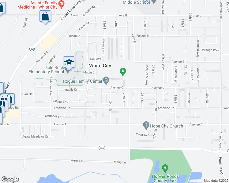 map of restaurants, bars, coffee shops, grocery stores, and more near 3226 Library Avenue in White City