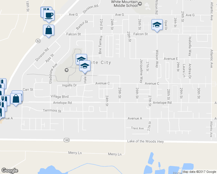 map of restaurants, bars, coffee shops, grocery stores, and more near 7730 24th Street in White City