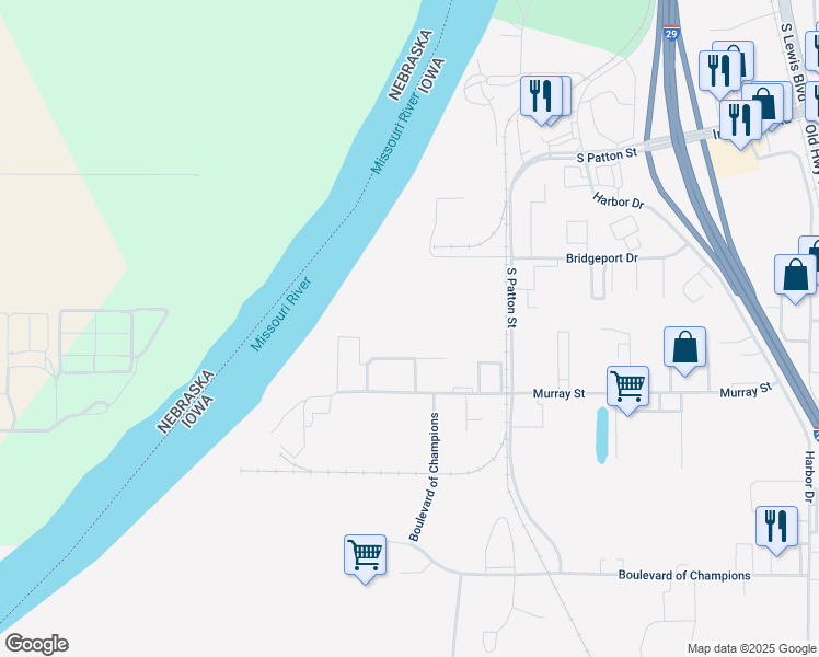map of restaurants, bars, coffee shops, grocery stores, and more near 5201 South Patton Street in Sioux City