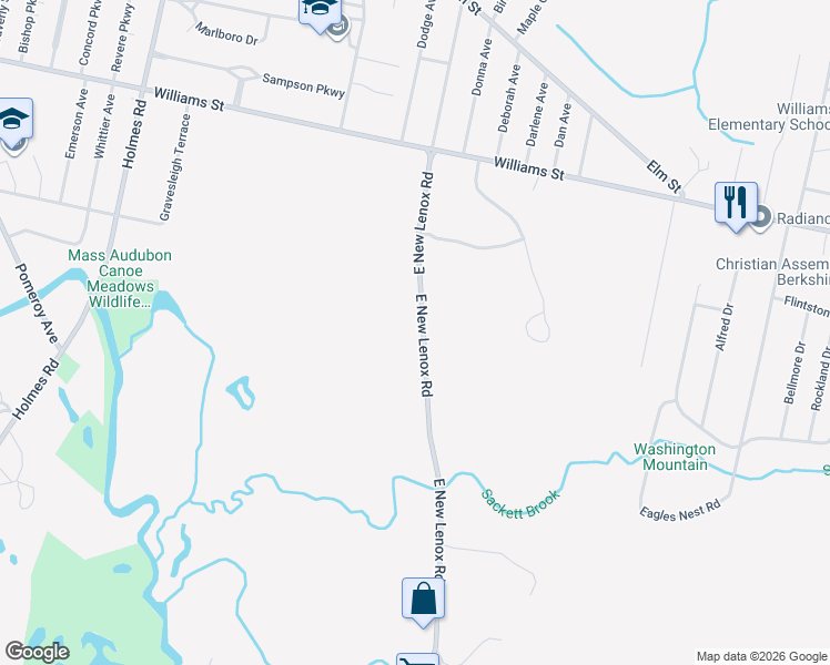 map of restaurants, bars, coffee shops, grocery stores, and more near 162 East New Lenox Road in Pittsfield