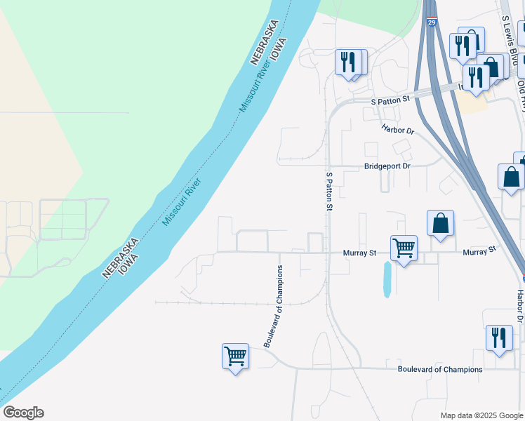 map of restaurants, bars, coffee shops, grocery stores, and more near 5201 South Patton Street in Sioux City