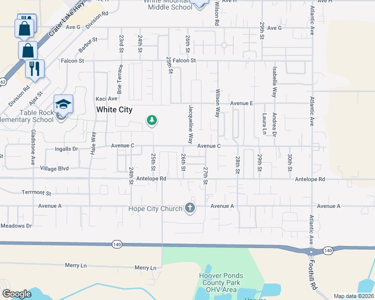 map of restaurants, bars, coffee shops, grocery stores, and more near 3400 Avenue C in White City