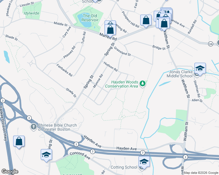 map of restaurants, bars, coffee shops, grocery stores, and more near 30 Woodcliffe Road in Lexington