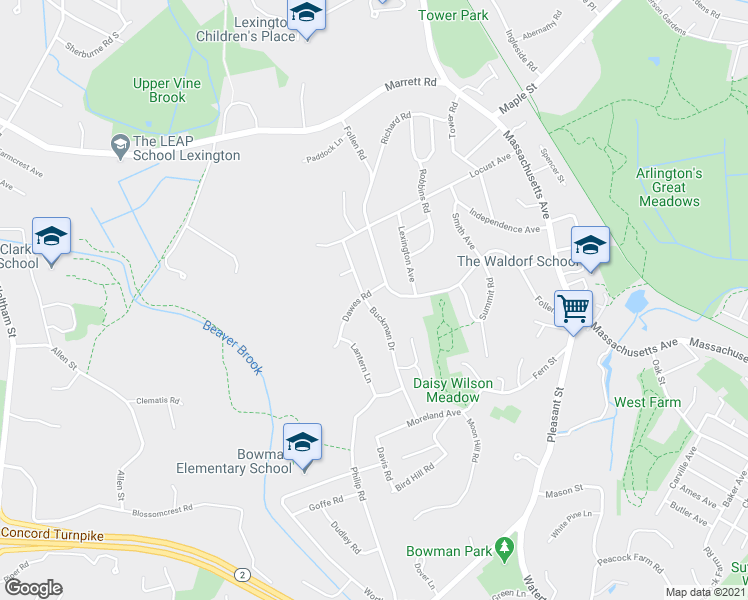 map of restaurants, bars, coffee shops, grocery stores, and more near 32 Buckman Drive in Lexington