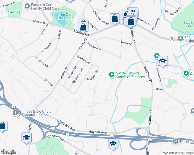 map of restaurants, bars, coffee shops, grocery stores, and more near 10 Cutler Farm Road in Lexington