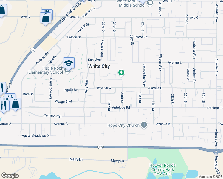 map of restaurants, bars, coffee shops, grocery stores, and more near 3226 Library Avenue in White City