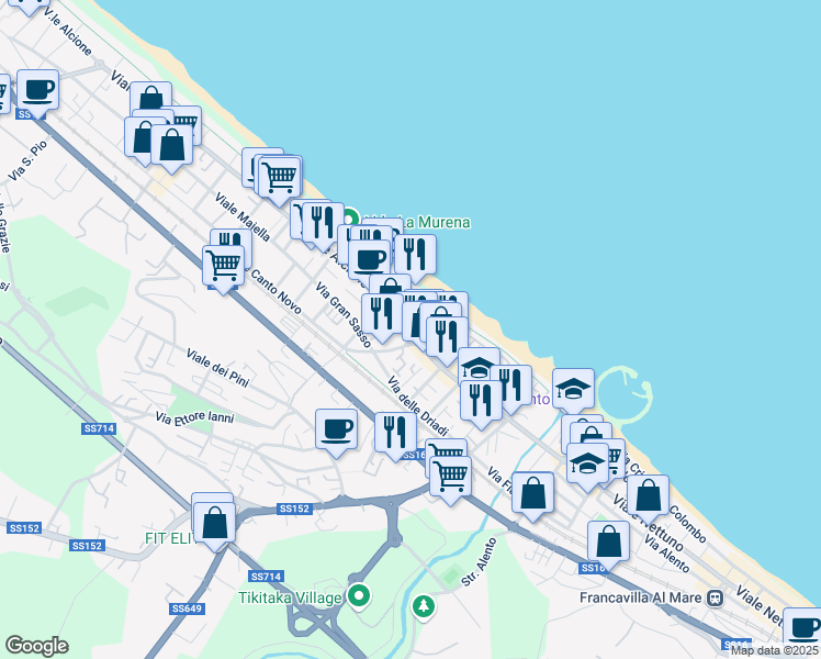 map of restaurants, bars, coffee shops, grocery stores, and more near 51 Viale Alcione in Francavilla Al Mare