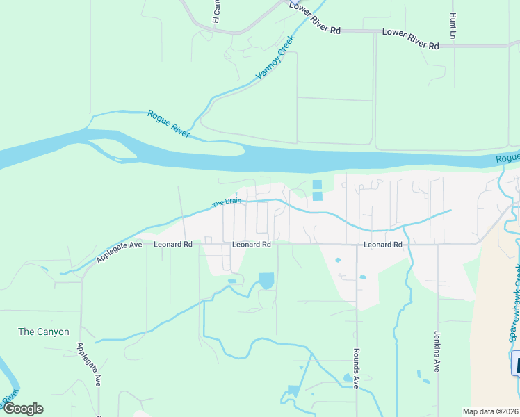 map of restaurants, bars, coffee shops, grocery stores, and more near 5076 Leonard Road in Grants Pass