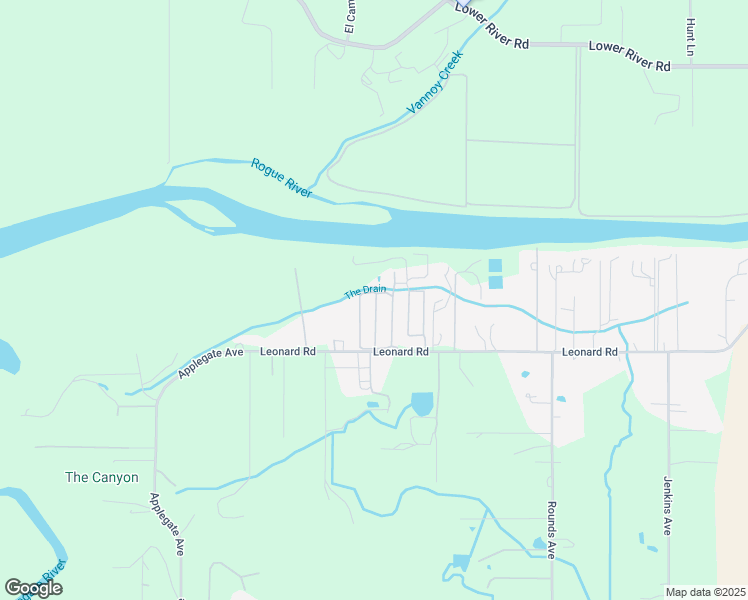 map of restaurants, bars, coffee shops, grocery stores, and more near 5076 Leonard Road in Grants Pass