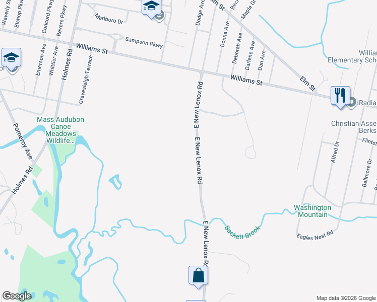 map of restaurants, bars, coffee shops, grocery stores, and more near 162 East New Lenox Road in Pittsfield