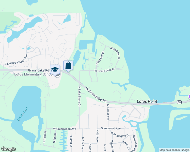 map of restaurants, bars, coffee shops, grocery stores, and more near 6976 Brightwater Drive in Fox Lake