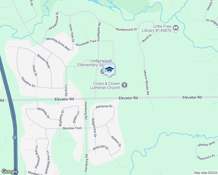 map of restaurants, bars, coffee shops, grocery stores, and more near 11685 Southgate Road in Roscoe