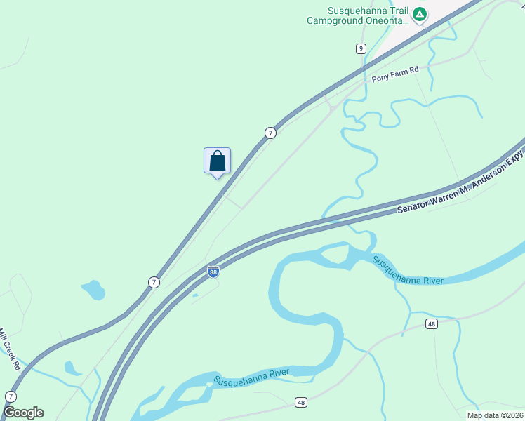 map of restaurants, bars, coffee shops, grocery stores, and more near 301-357 Pony Farm Rd in Oneonta