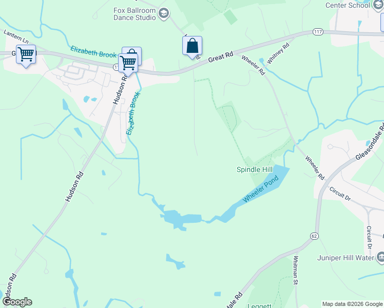 map of restaurants, bars, coffee shops, grocery stores, and more near 73 Gates Lane in Stow