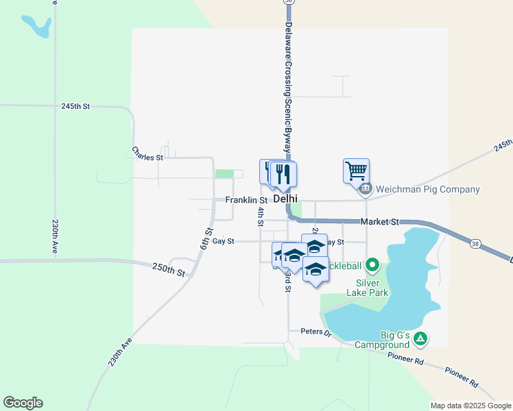 map of restaurants, bars, coffee shops, grocery stores, and more near 401 4th Street in Delhi