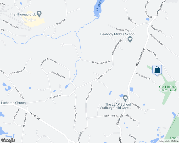 map of restaurants, bars, coffee shops, grocery stores, and more near 21 Nolan Circle in Sudbury