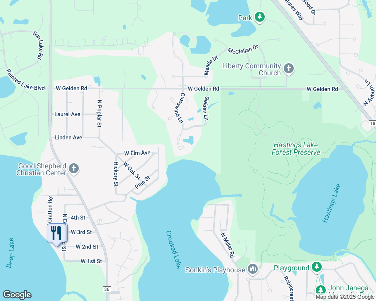 map of restaurants, bars, coffee shops, grocery stores, and more near 588 Crosswind Lane in Lindenhurst