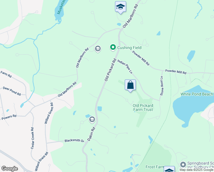map of restaurants, bars, coffee shops, grocery stores, and more near 12 Deer Grass Lane in Concord
