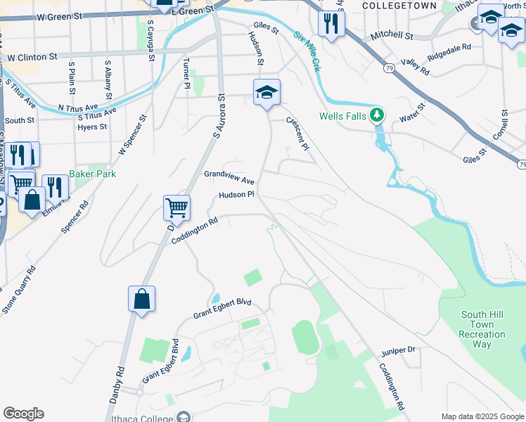 map of restaurants, bars, coffee shops, grocery stores, and more near 148 Coddington Road in Ithaca