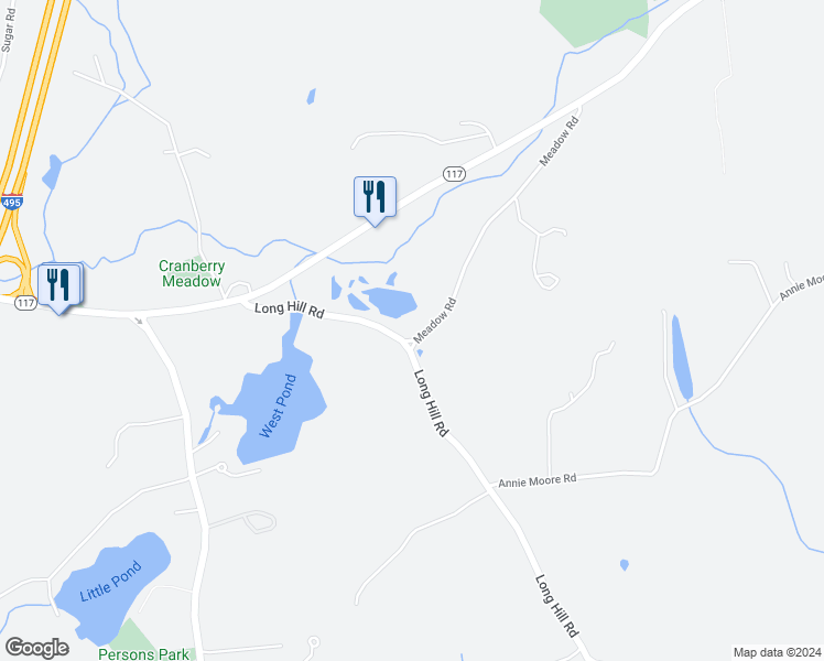 map of restaurants, bars, coffee shops, grocery stores, and more near 72 Long Hill Road in Bolton
