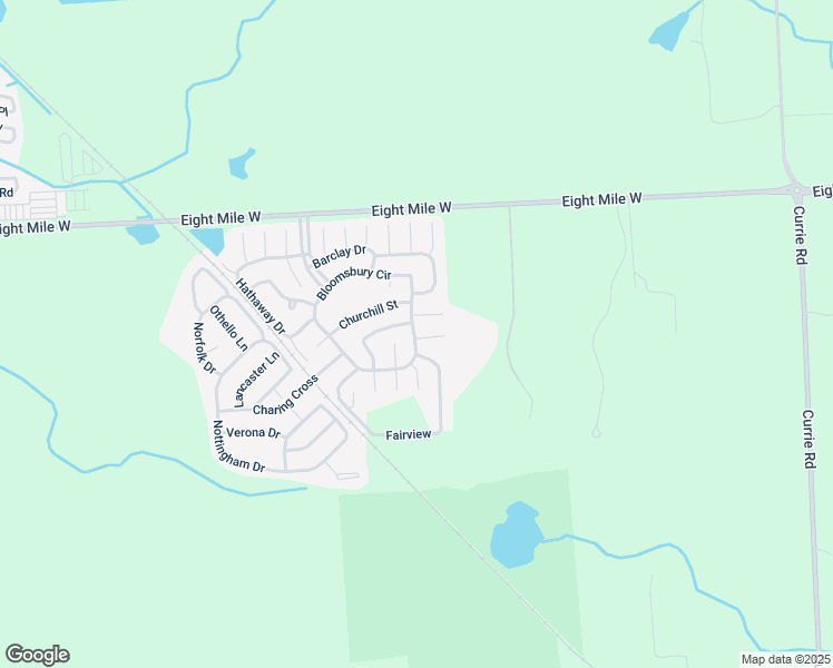 map of restaurants, bars, coffee shops, grocery stores, and more near 8174 Churchill Street in Northville