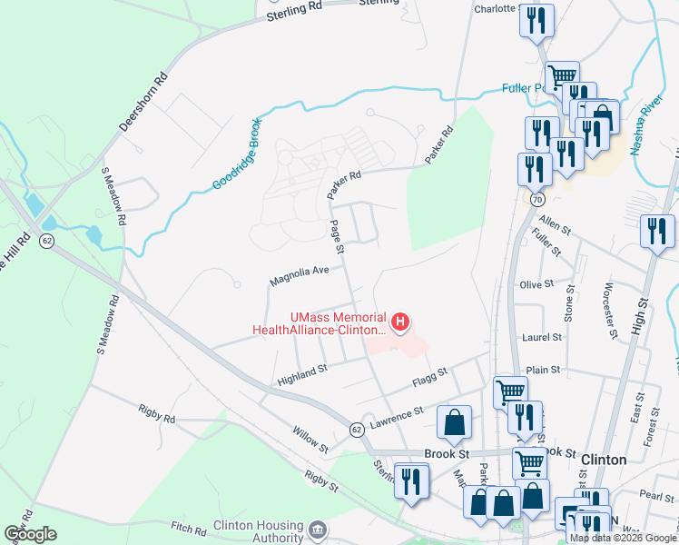 map of restaurants, bars, coffee shops, grocery stores, and more near 478 Parker Road in Lancaster