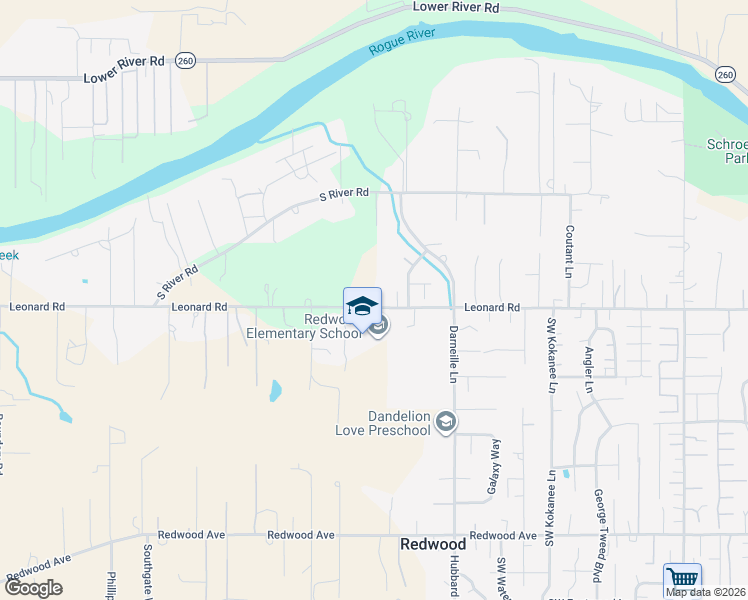 map of restaurants, bars, coffee shops, grocery stores, and more near 3130 Leonard Road in Grants Pass