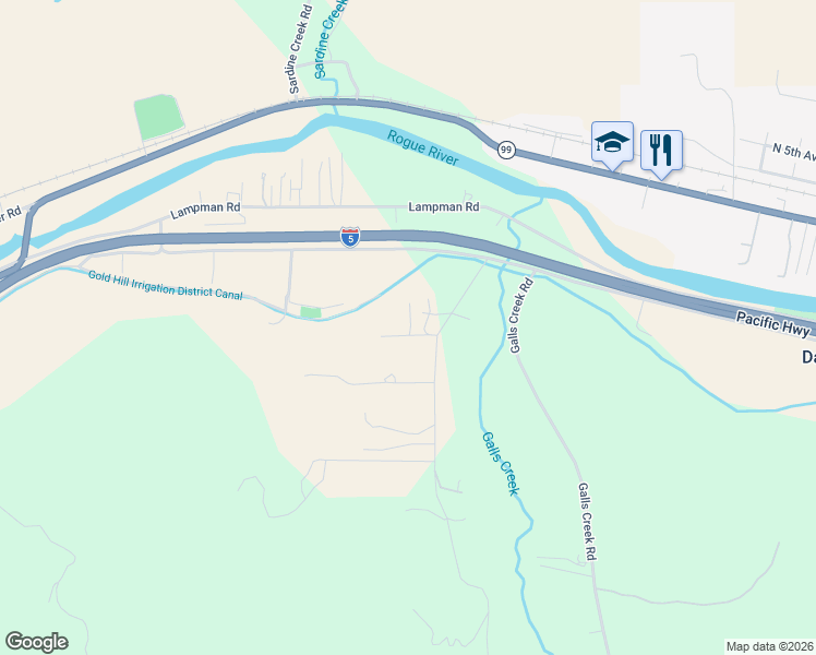 map of restaurants, bars, coffee shops, grocery stores, and more near 340 Hodson Road in Gold Hill
