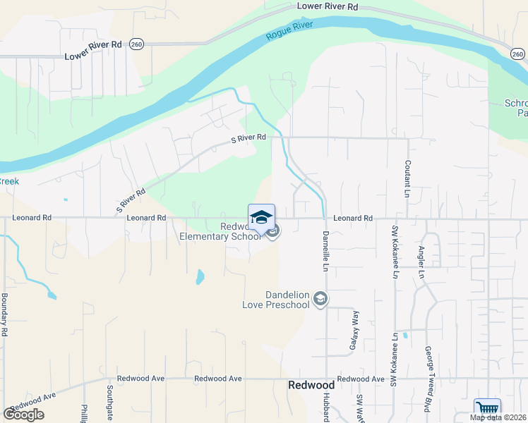 map of restaurants, bars, coffee shops, grocery stores, and more near 3130 Leonard Road in Grants Pass