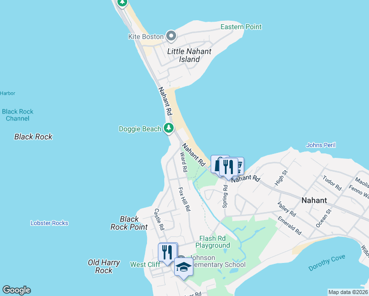 map of restaurants, bars, coffee shops, grocery stores, and more near in Nahant