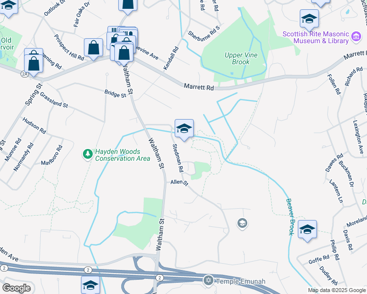 map of restaurants, bars, coffee shops, grocery stores, and more near 17 Stedman Road in Lexington