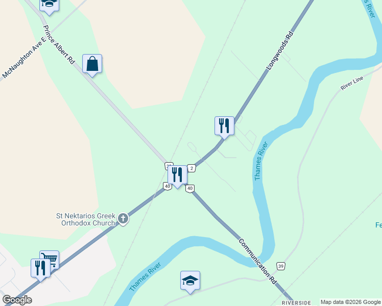 map of restaurants, bars, coffee shops, grocery stores, and more near 7 Standaert Road in Chatham