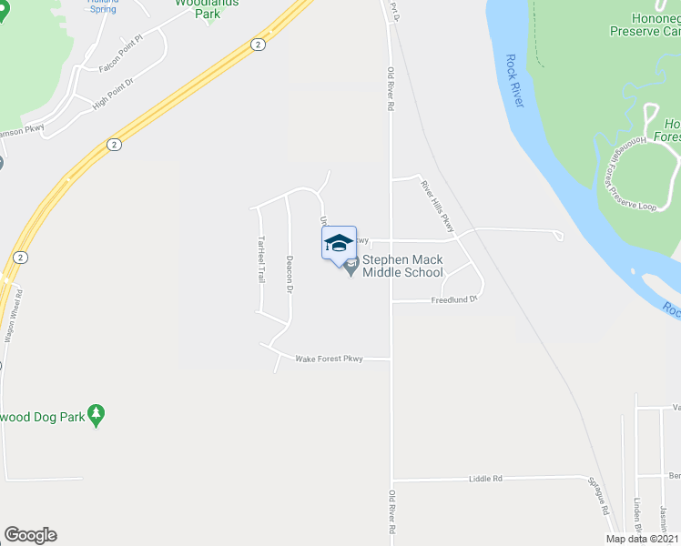 map of restaurants, bars, coffee shops, grocery stores, and more near 11810 Old River Road in Rockton