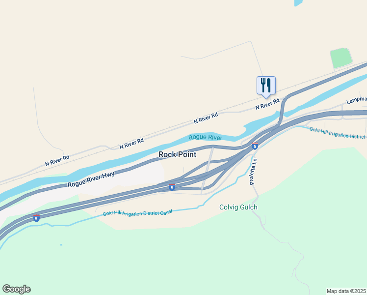 map of restaurants, bars, coffee shops, grocery stores, and more near 114 Rogue River Highway in Gold Hill